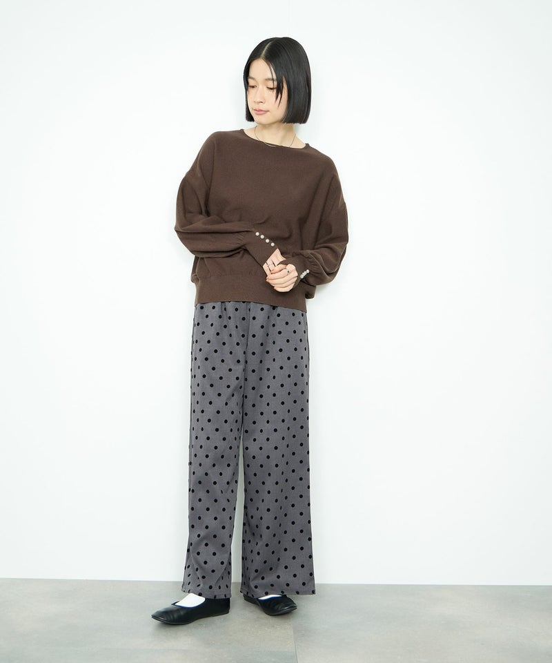 Idnes 横リブパールボタンニット レディース商品画像-10