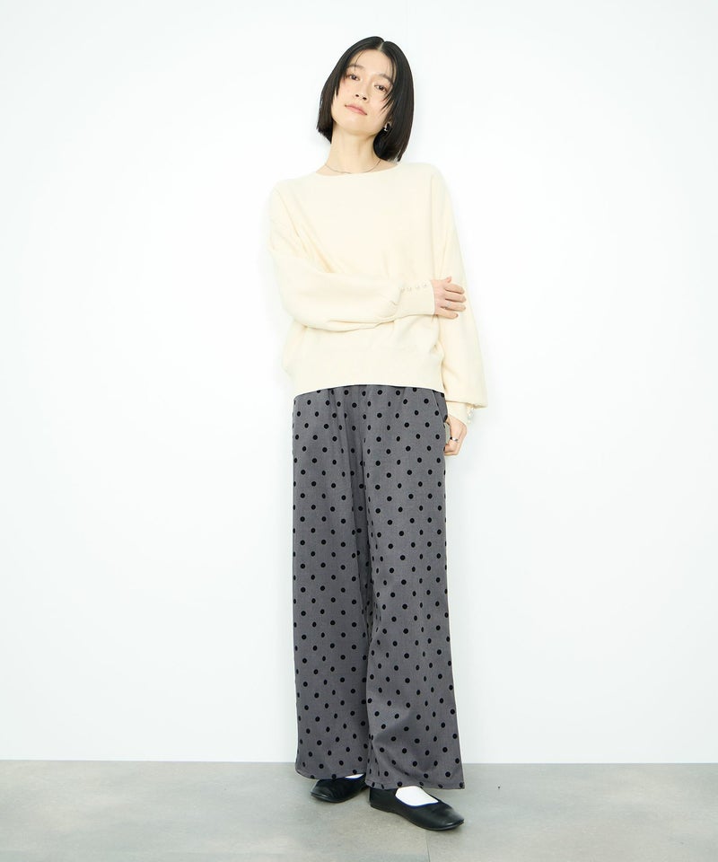 [期間限定knit]Idnes  横リブパールボタンニット レディース商品画像-13