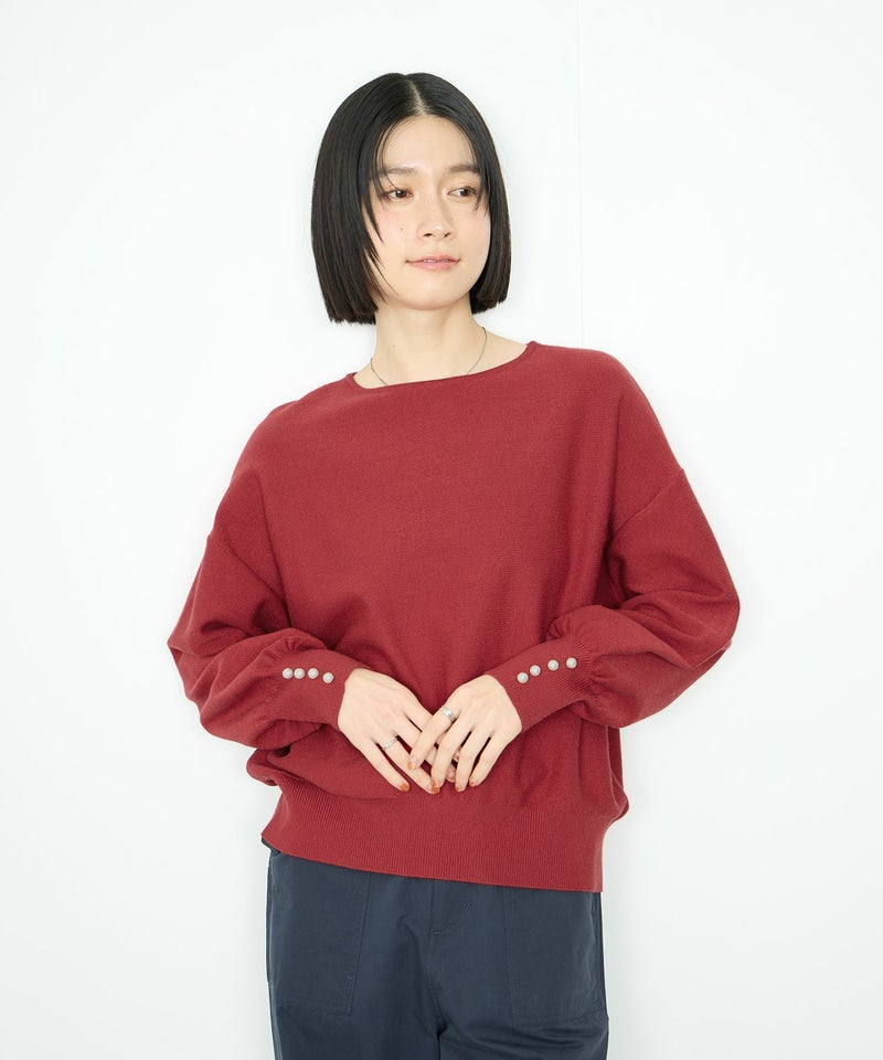 Idnes 横リブパールボタンニット レディース商品画像-17