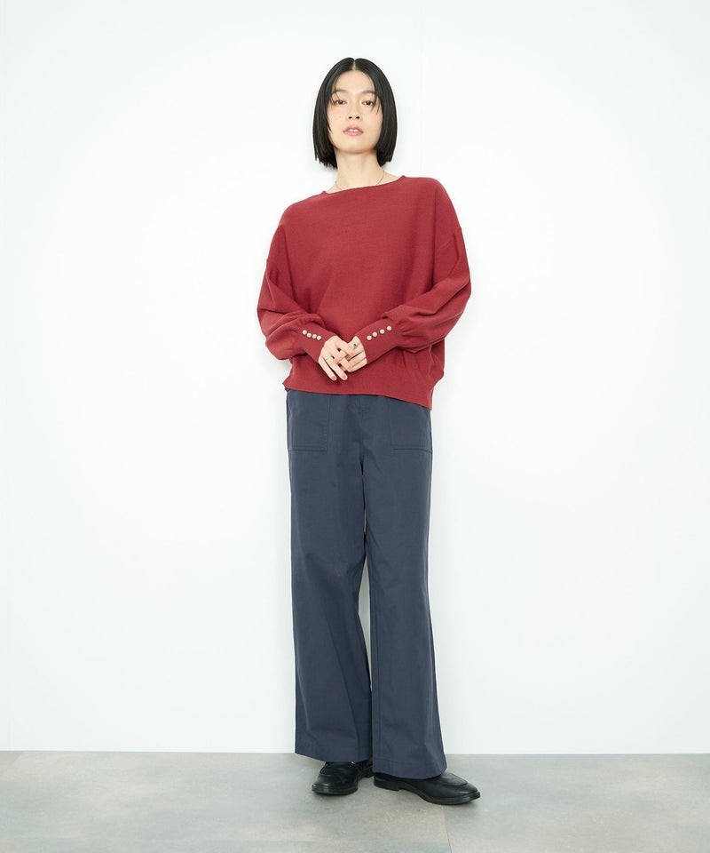 [期間限定knit]Idnes  横リブパールボタンニット レディース商品画像-19