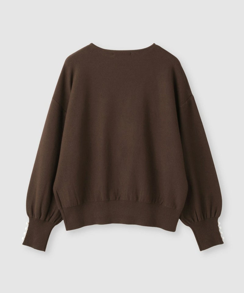 Idnes 横リブパールボタンニット レディース商品画像-24