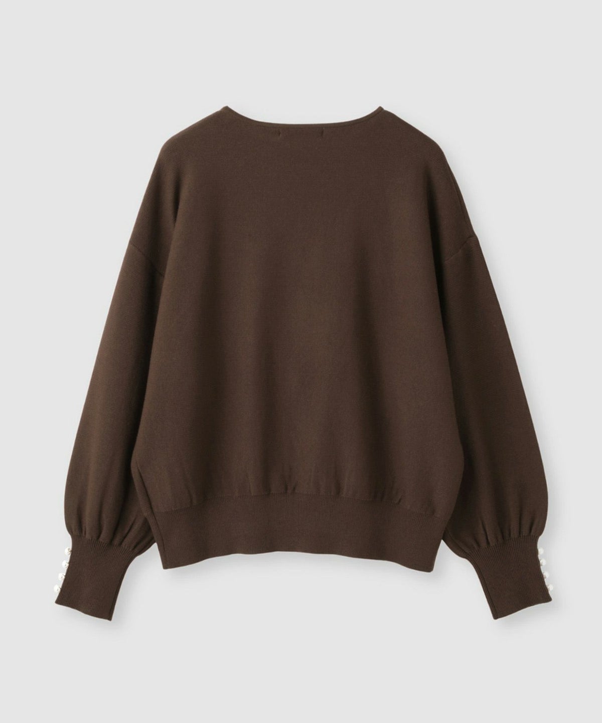 Idnes 横リブパールボタンニット レディース