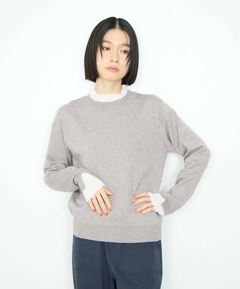 Idnes 襟プリーツドッキングニット レディース商品画像-2