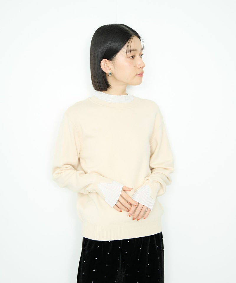 Idnes 襟プリーツドッキングニット レディース商品画像-4