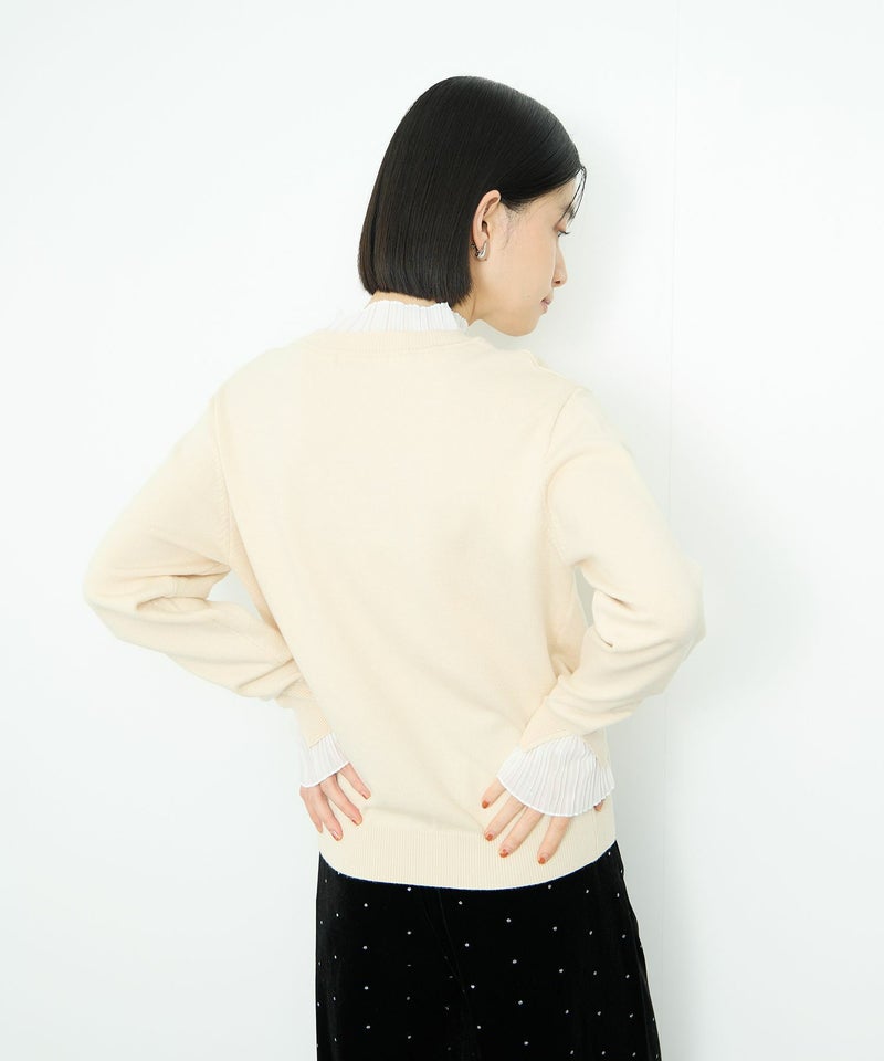 [期間限定knit]Idnes  襟プリーツドッキングニット レディース商品画像-6