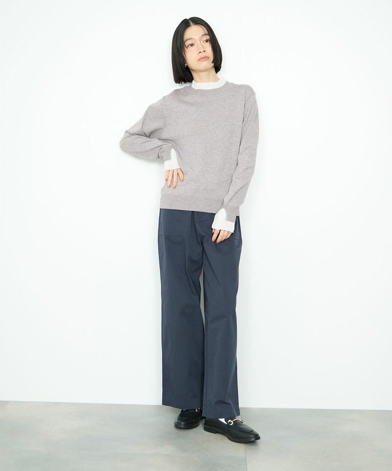 [期間限定knit]Idnes  襟プリーツドッキングニット レディース商品画像-13