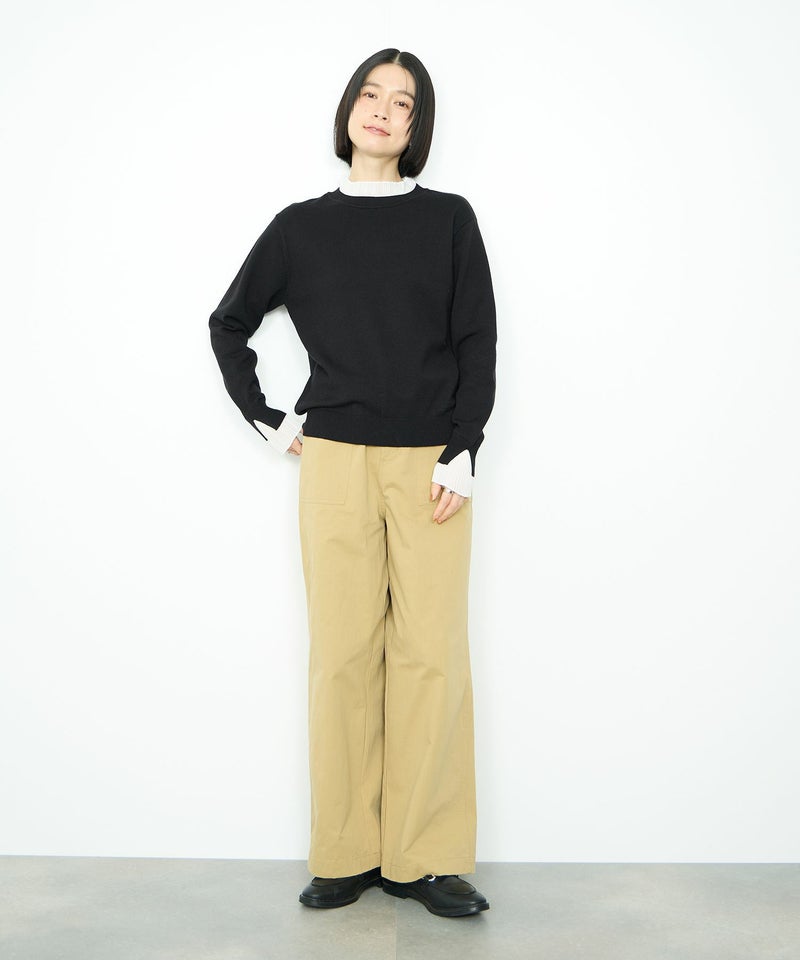 [期間限定knit]Idnes  襟プリーツドッキングニット レディース商品画像-15