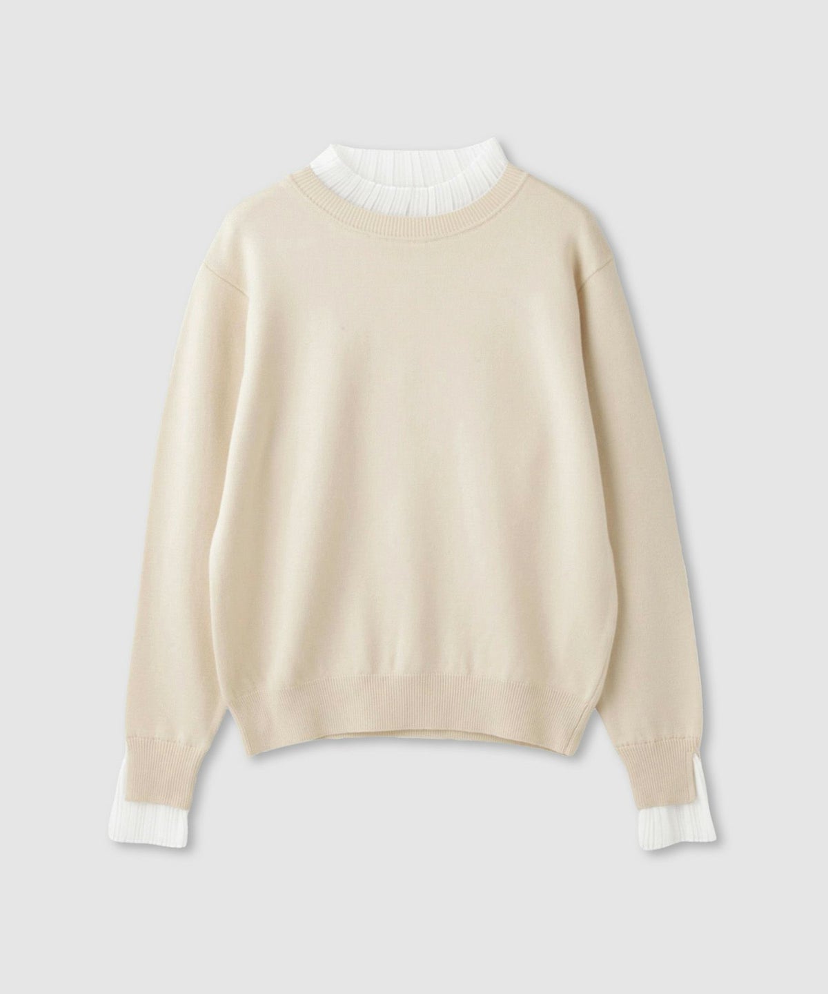  Idnes 襟プリーツドッキングニット レディース