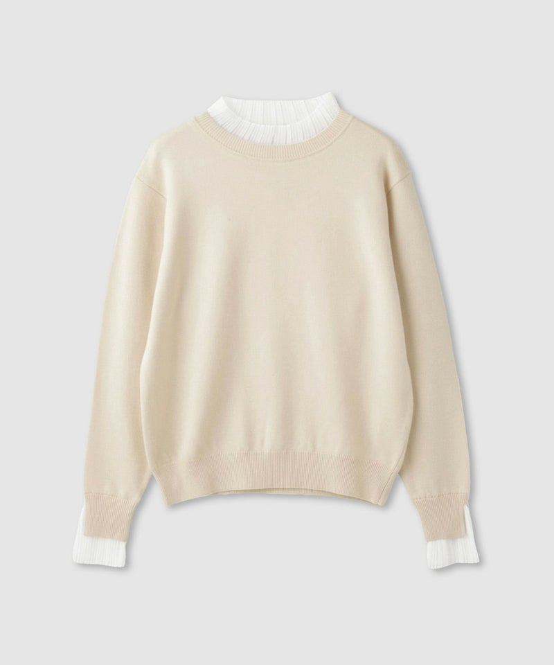 [期間限定knit]Idnes  襟プリーツドッキングニット レディース商品画像-17