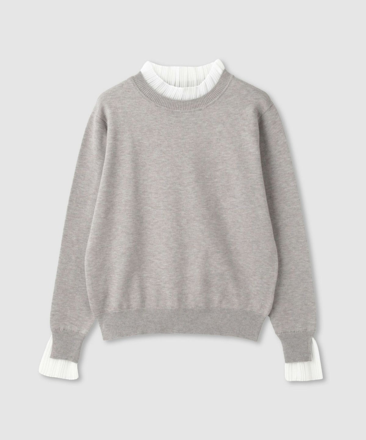  Idnes 襟プリーツドッキングニット レディース