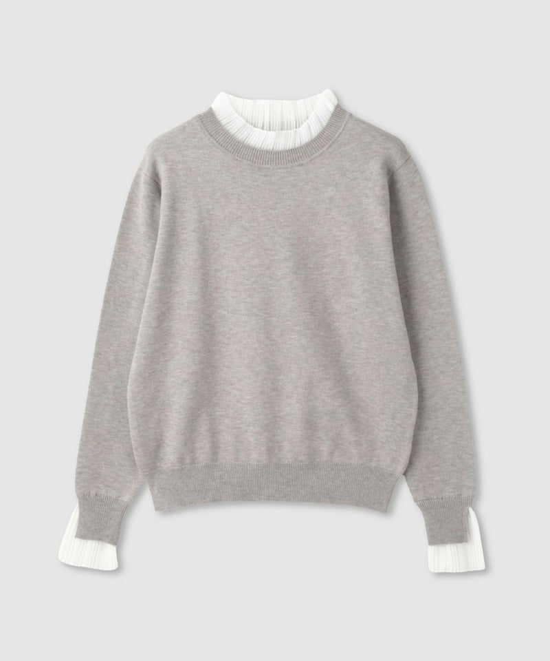 [期間限定knit]Idnes  襟プリーツドッキングニット レディース商品画像-18