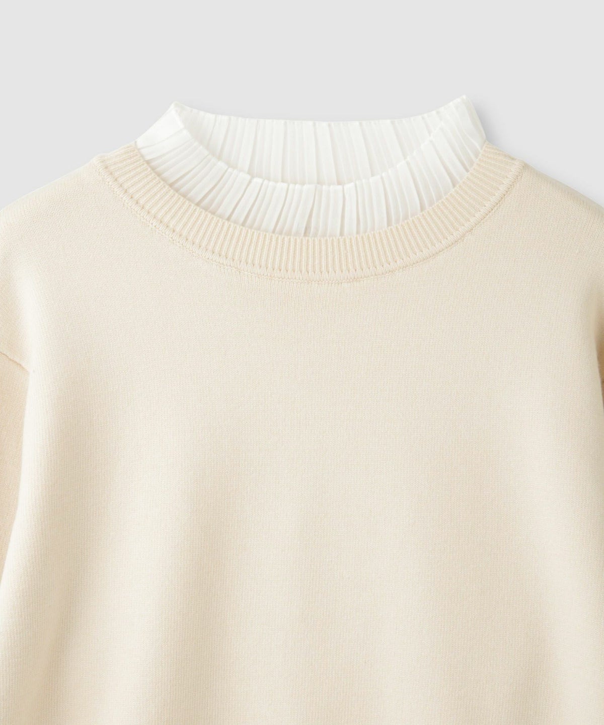  Idnes 襟プリーツドッキングニット レディース