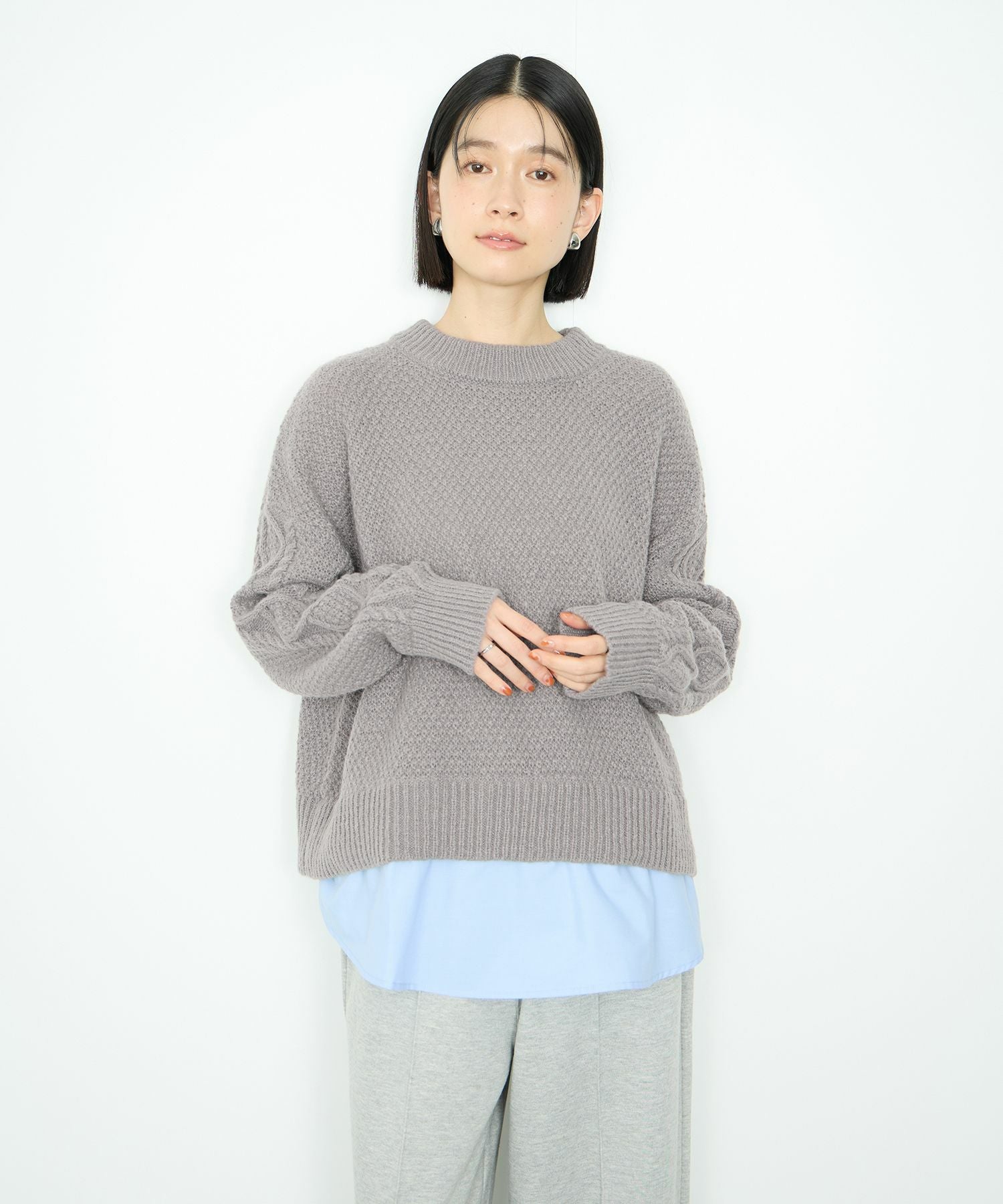Idnes シャツレイヤードニット レディース