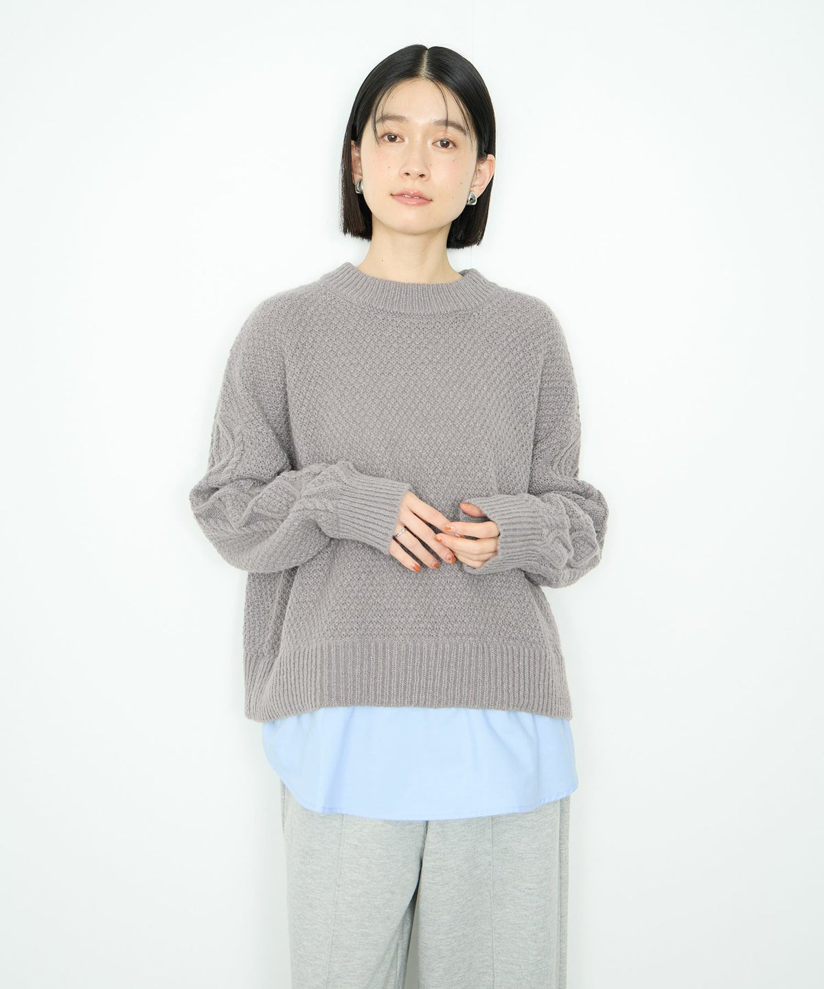  Idnes シャツレイヤードニット レディース