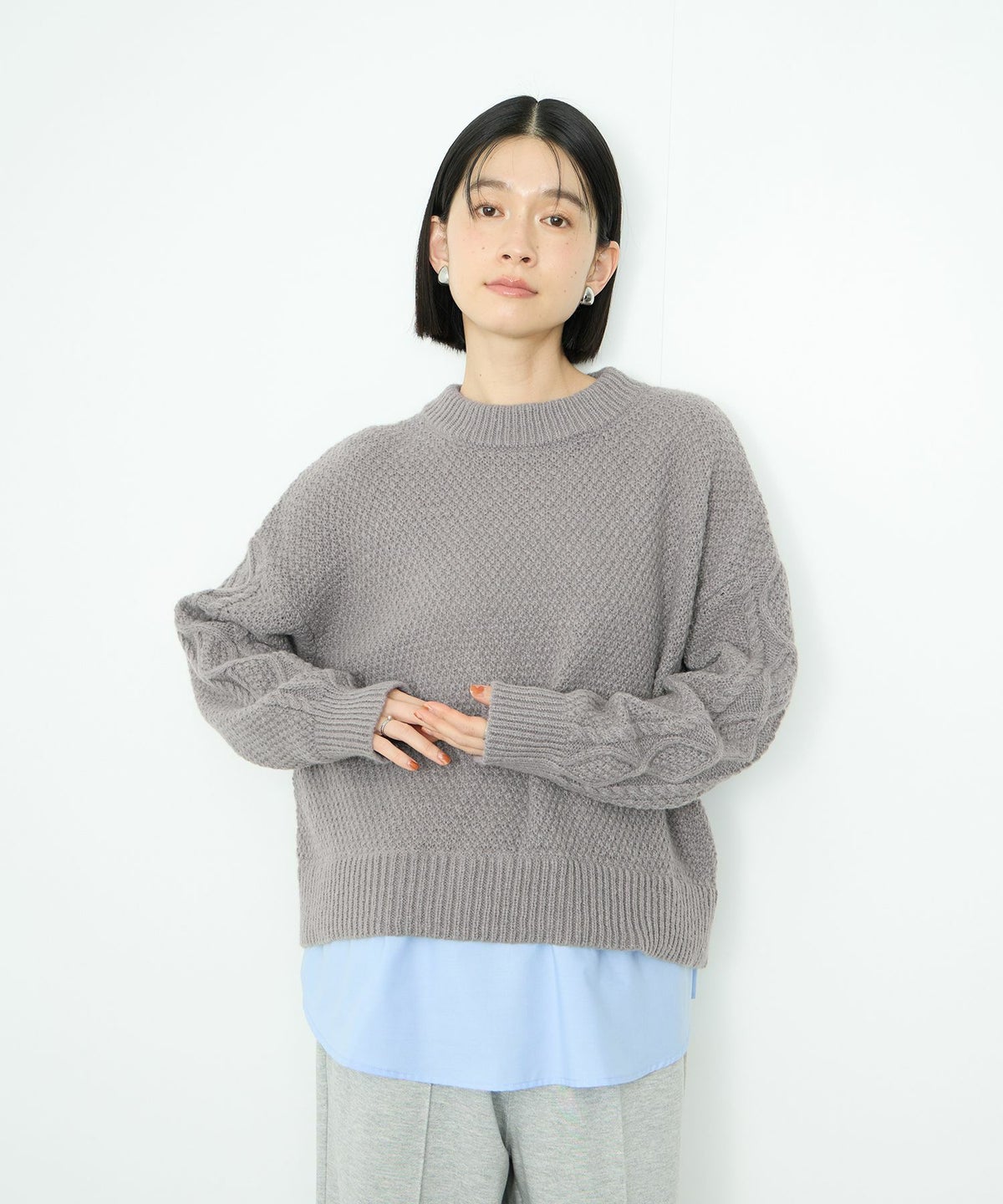  Idnes シャツレイヤードニット レディース