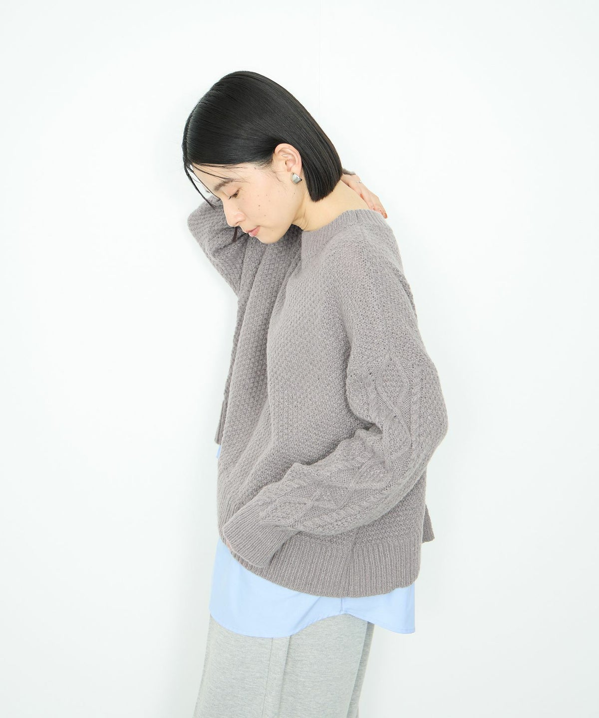  Idnes シャツレイヤードニット レディース