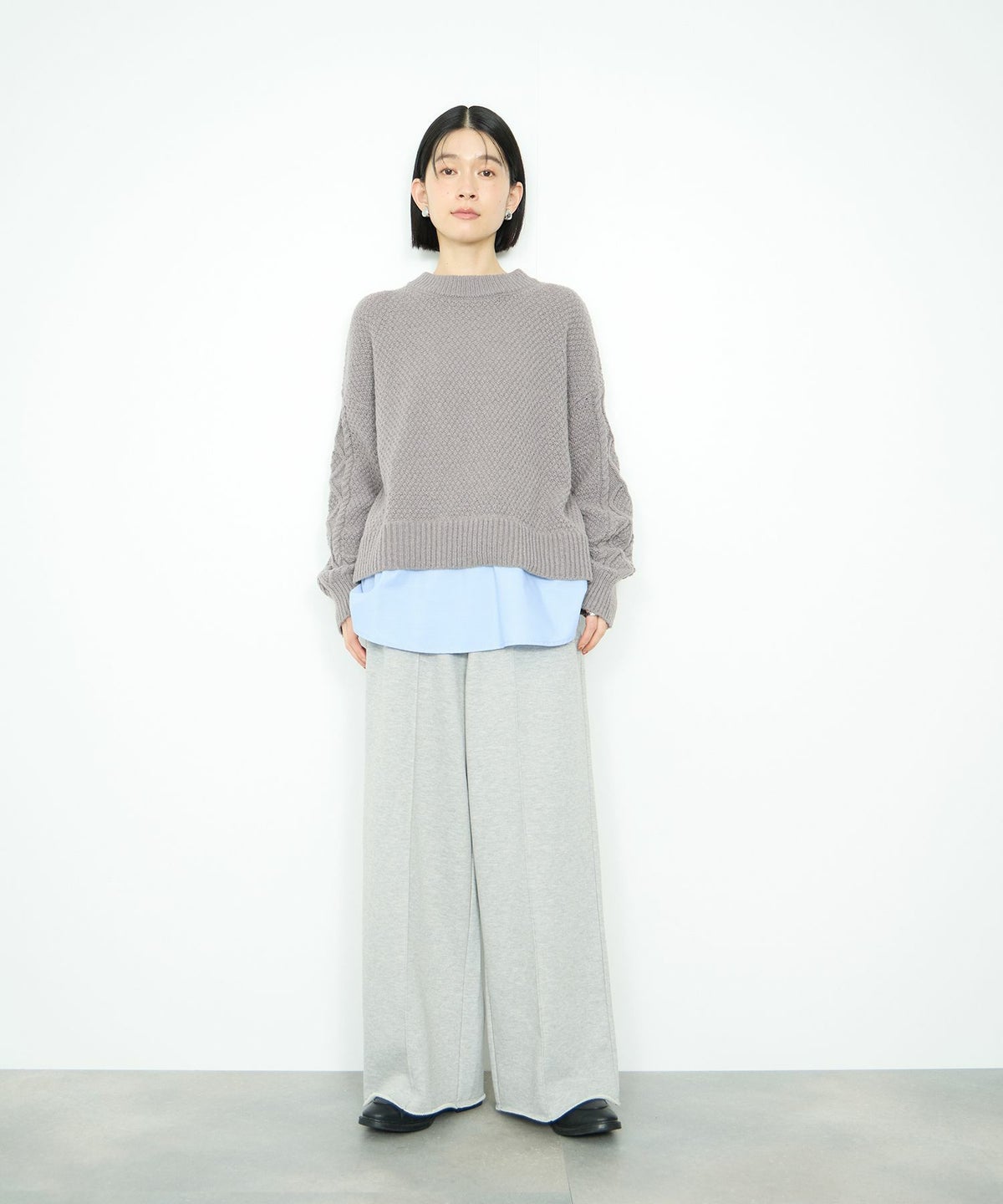  Idnes シャツレイヤードニット レディース