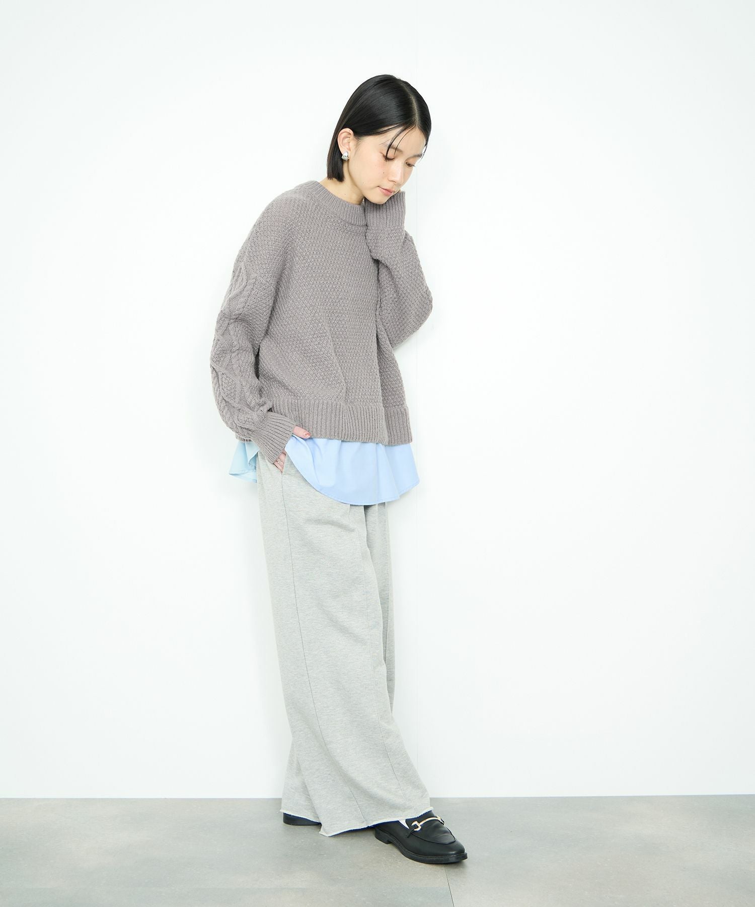 Idnes シャツレイヤードニット レディース