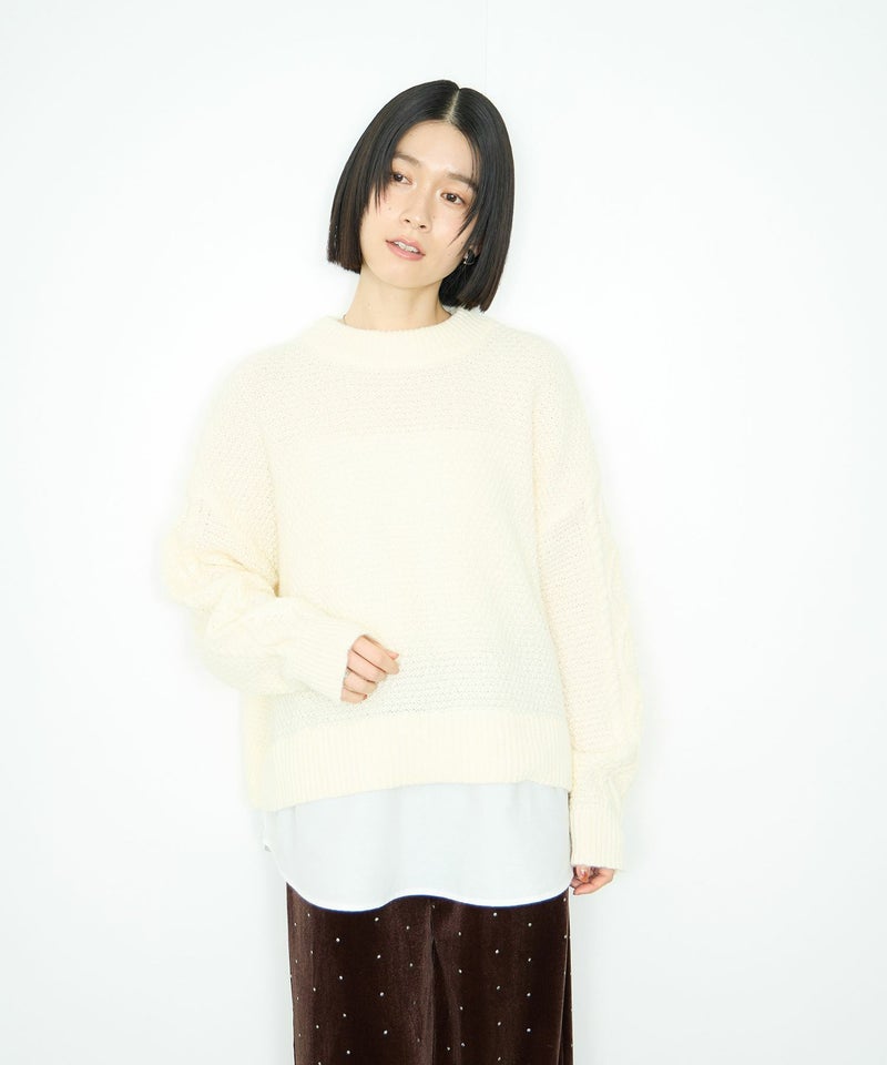 [期間限定knit]Idnes  シャツレイヤードニット レディース商品画像-10