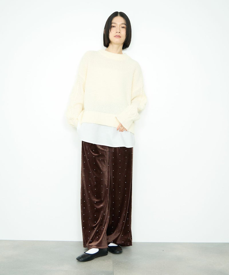 [期間限定knit]Idnes  シャツレイヤードニット レディース商品画像-11