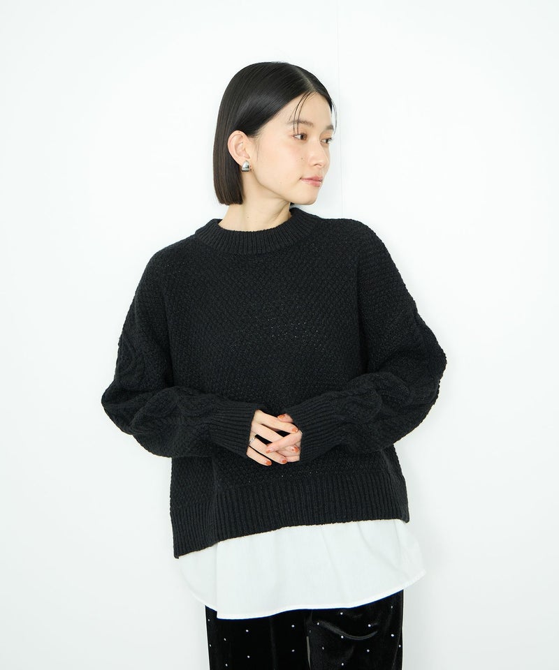 [期間限定knit]Idnes  シャツレイヤードニット レディース商品画像-13