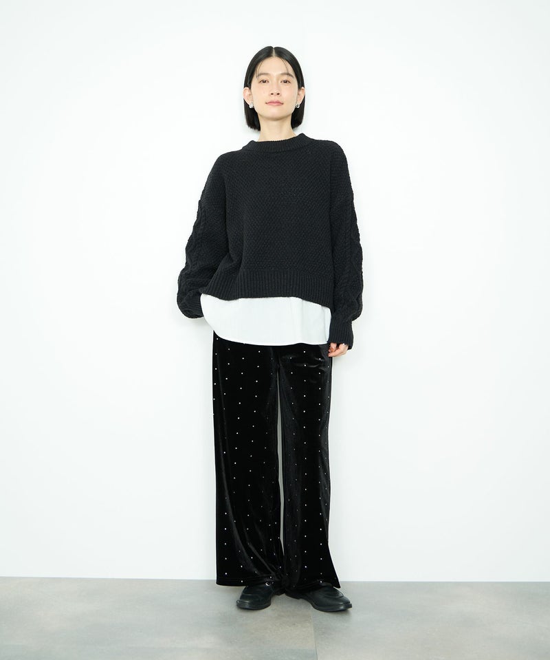 [期間限定knit]Idnes  シャツレイヤードニット レディース商品画像-14