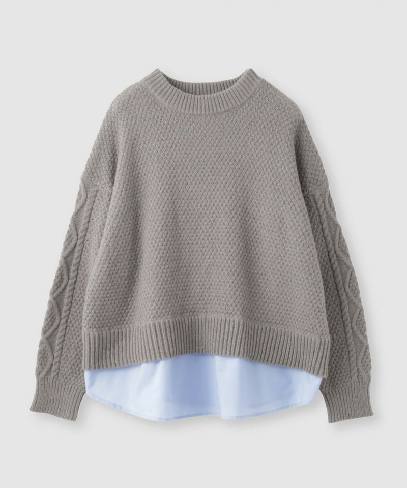 [期間限定knit]Idnes  シャツレイヤードニット レディース商品画像-16