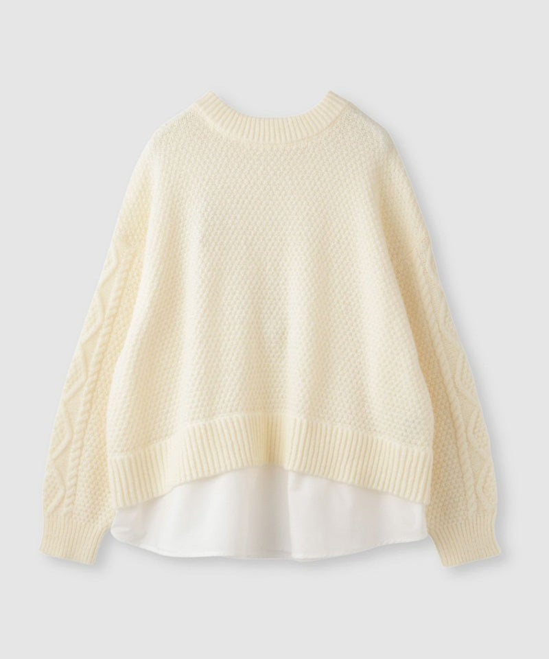 [期間限定knit]Idnes  シャツレイヤードニット レディース商品画像-17