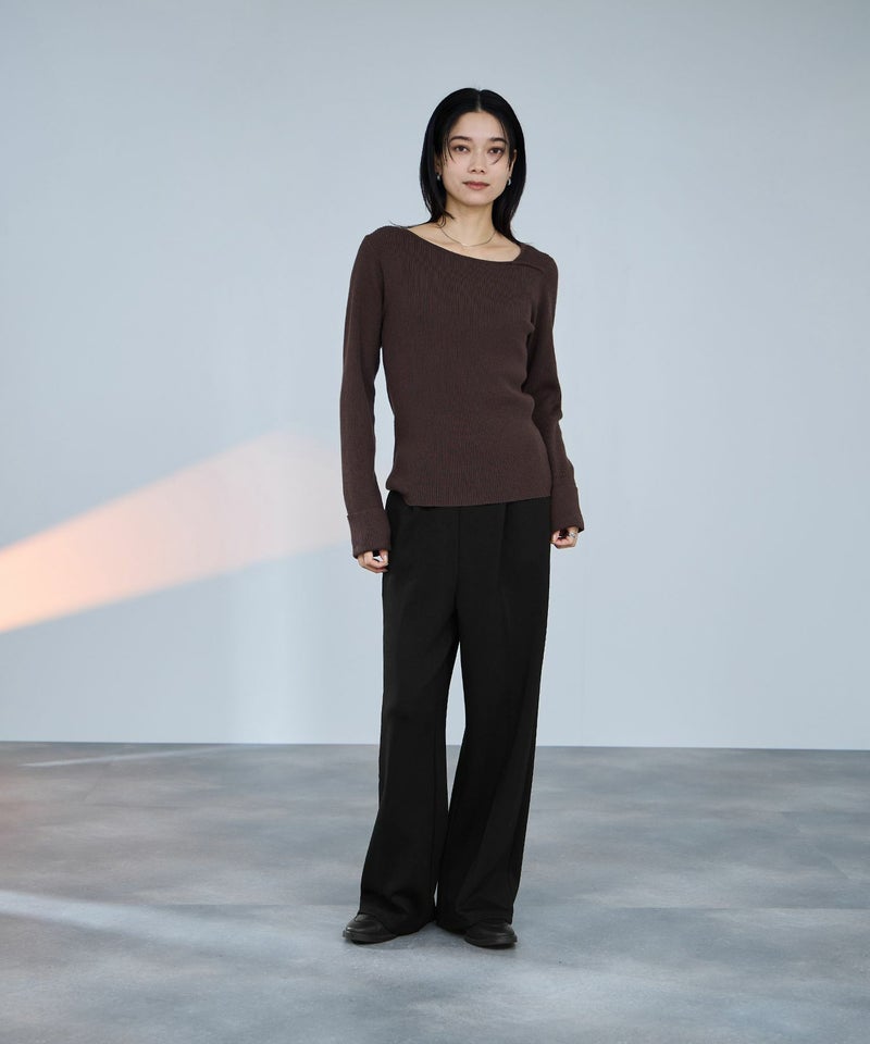 milli de l'air パフィバック 裏フリースダンボールニット ワイドパンツ レディース商品画像-5