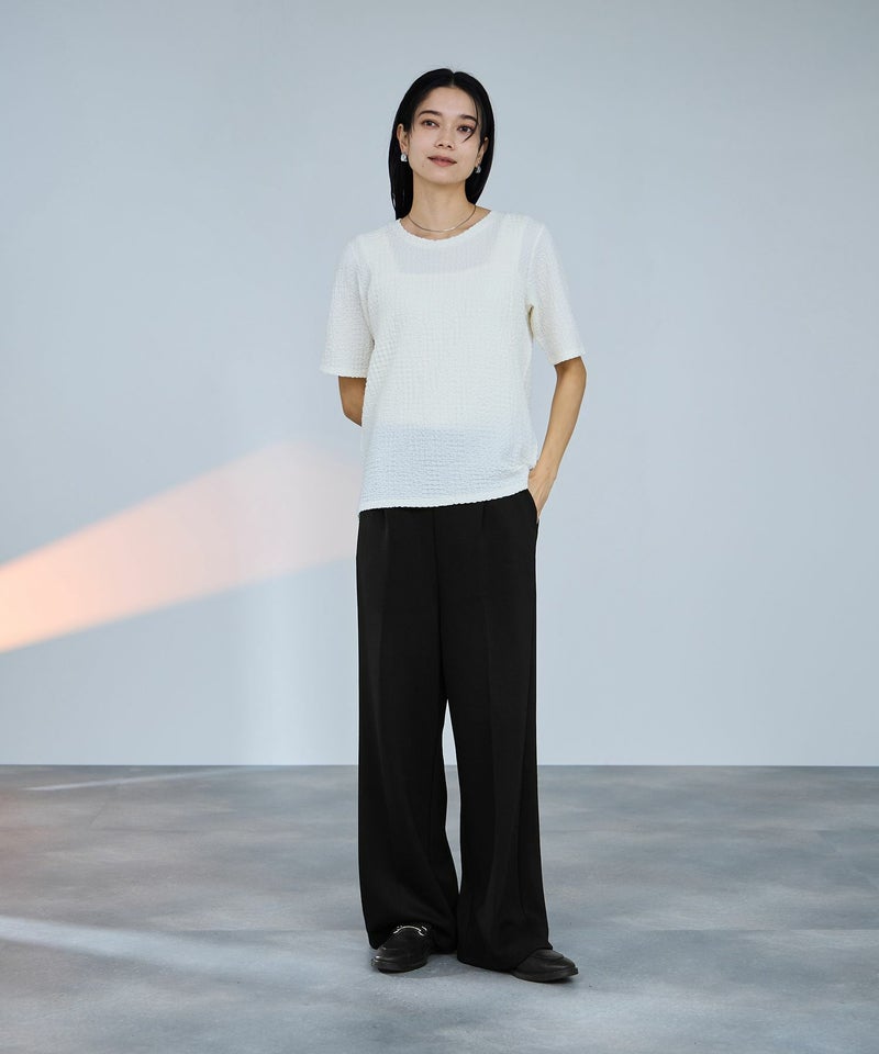 milli de l'air パフィバック 裏フリースダンボールニット ワイドパンツ レディース商品画像-6