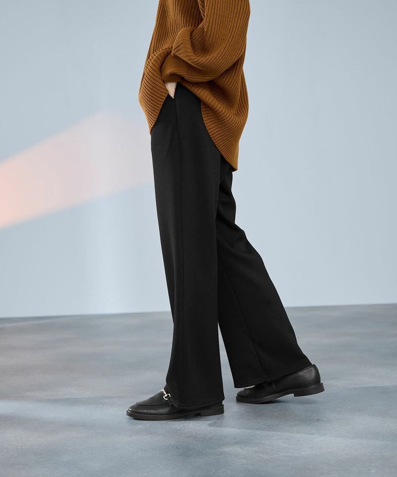 milli de l'air パフィバック 裏フリースダンボールニット フレアパンツ レディース商品画像-3