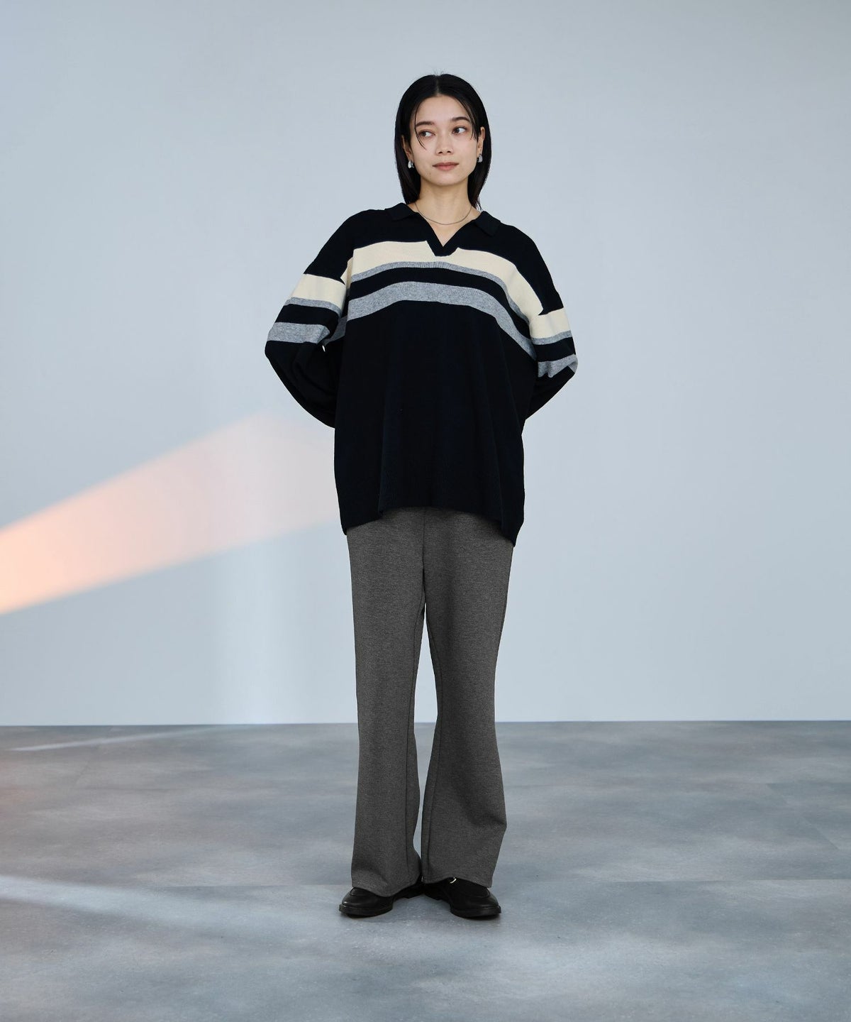 milli de l'air パフィバック 裏フリースダンボールニット フレアパンツ レディース