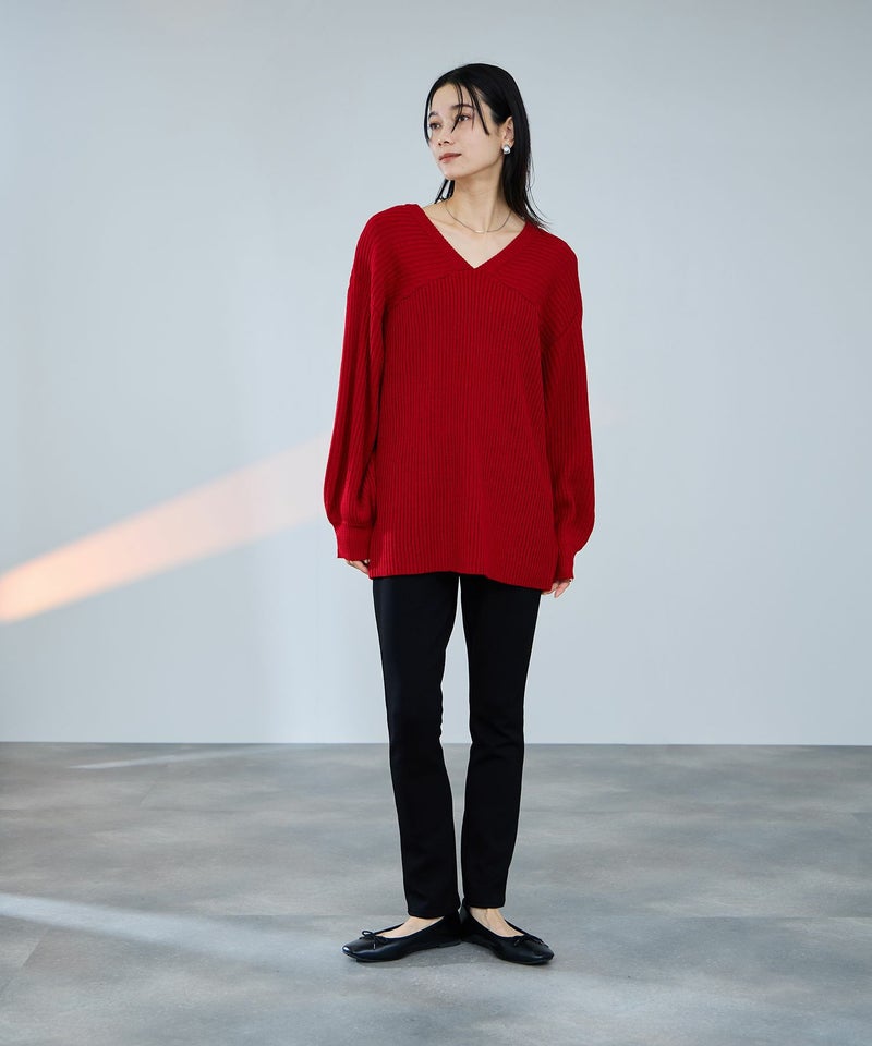 milli de l'air  パフィバック 裏フリースダンボールニット スリムパンツ レディース商品画像-7