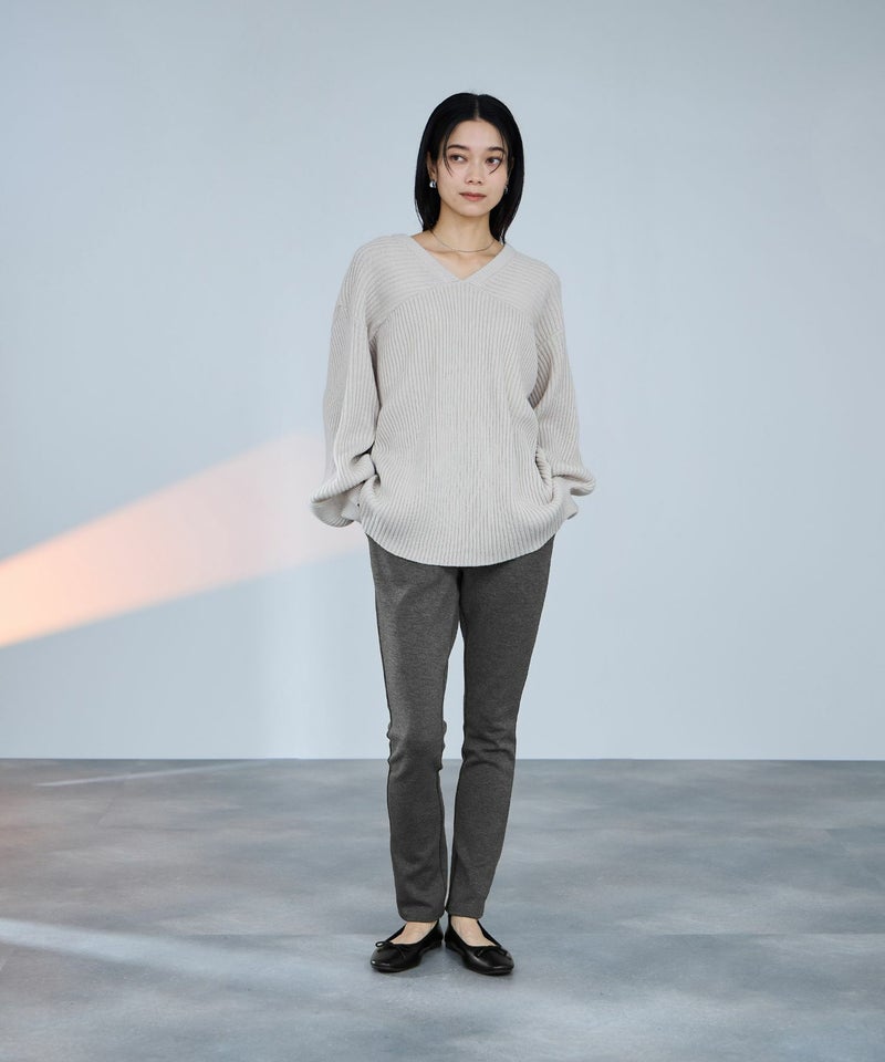 milli de l'air パフィバック 裏フリースダンボールニット スリムパンツ レディース商品画像-8