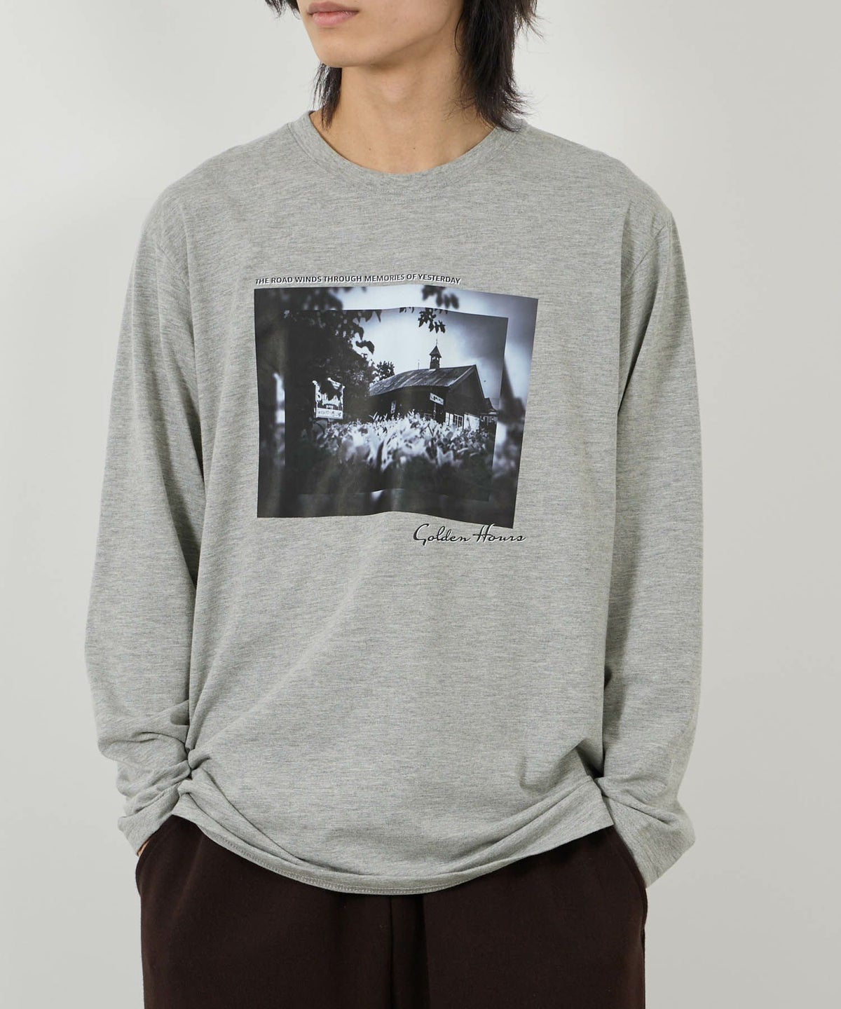 T-GRAPHICS フォトプリント長袖Tシャツ メンズ