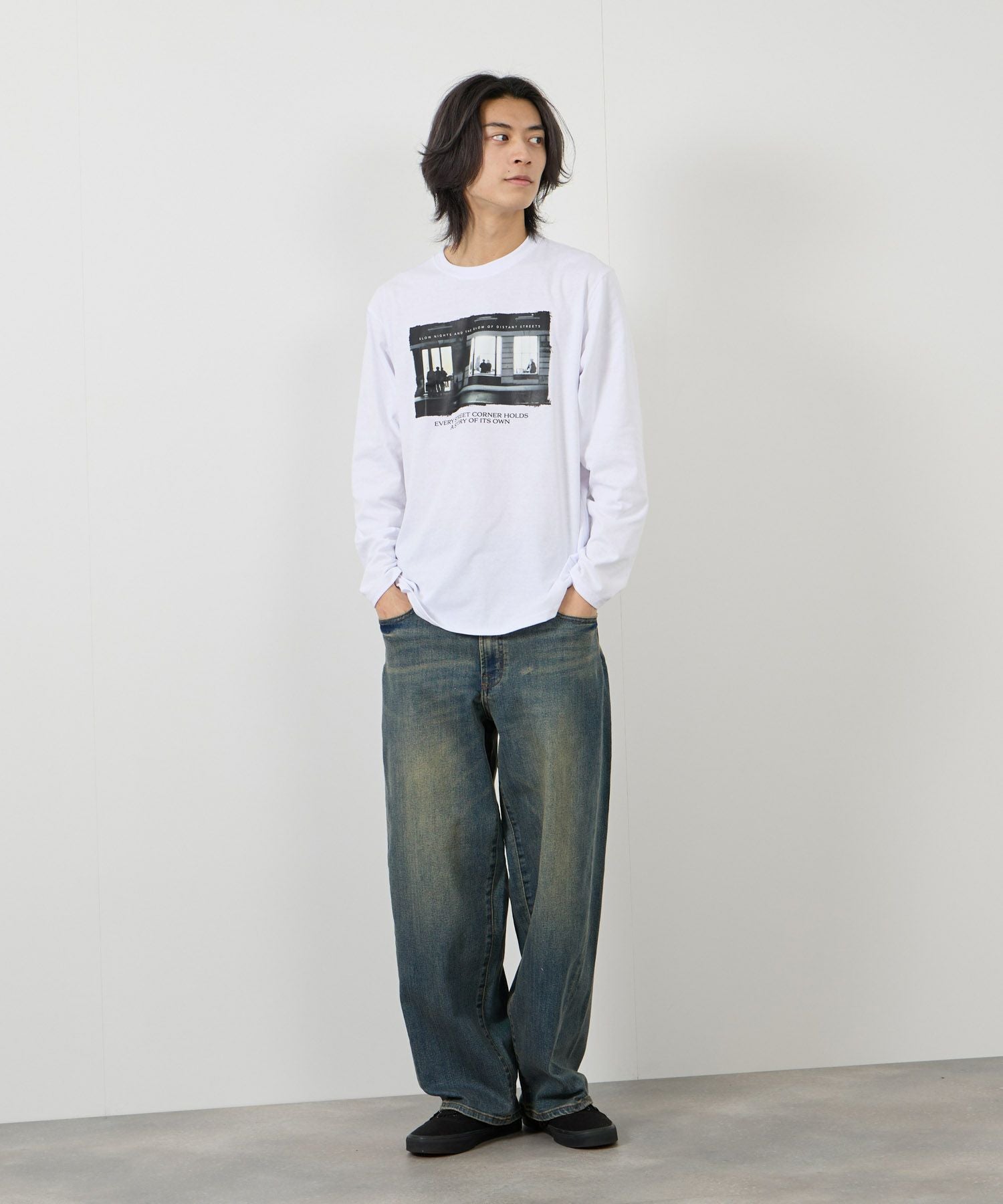 T-GRAPHICS フォトプリント長袖Tシャツ メンズ