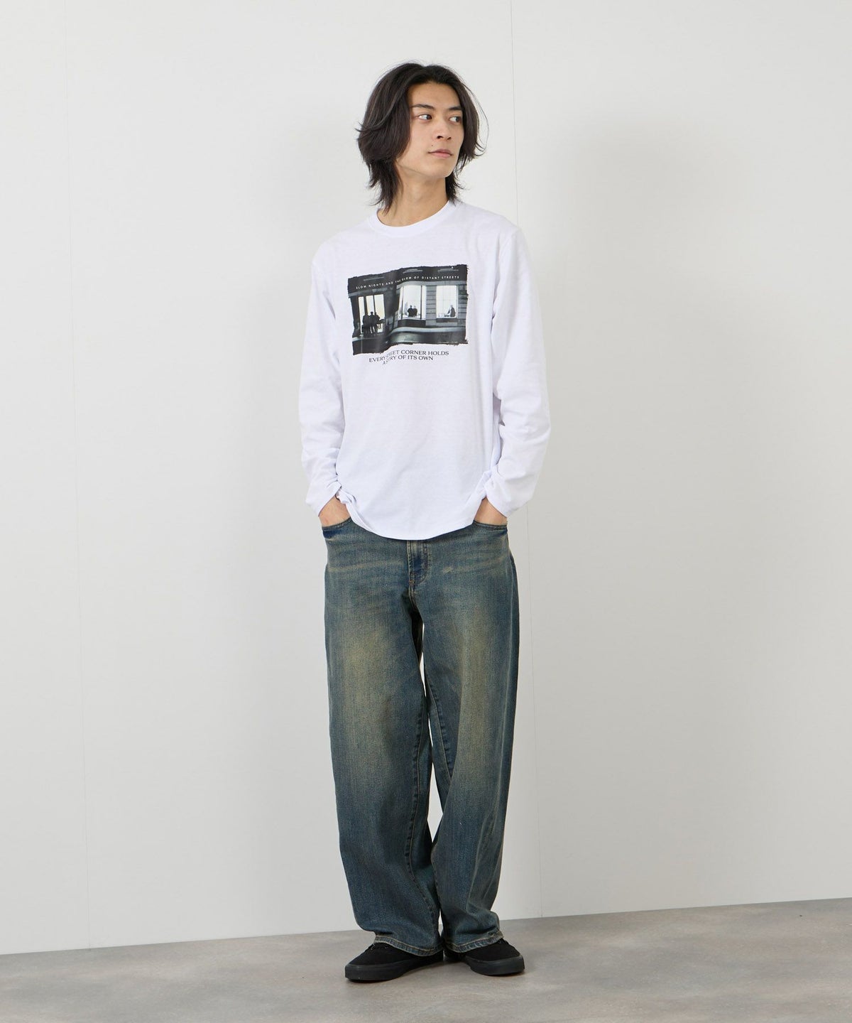 T-GRAPHICS フォトプリント長袖Tシャツ メンズ