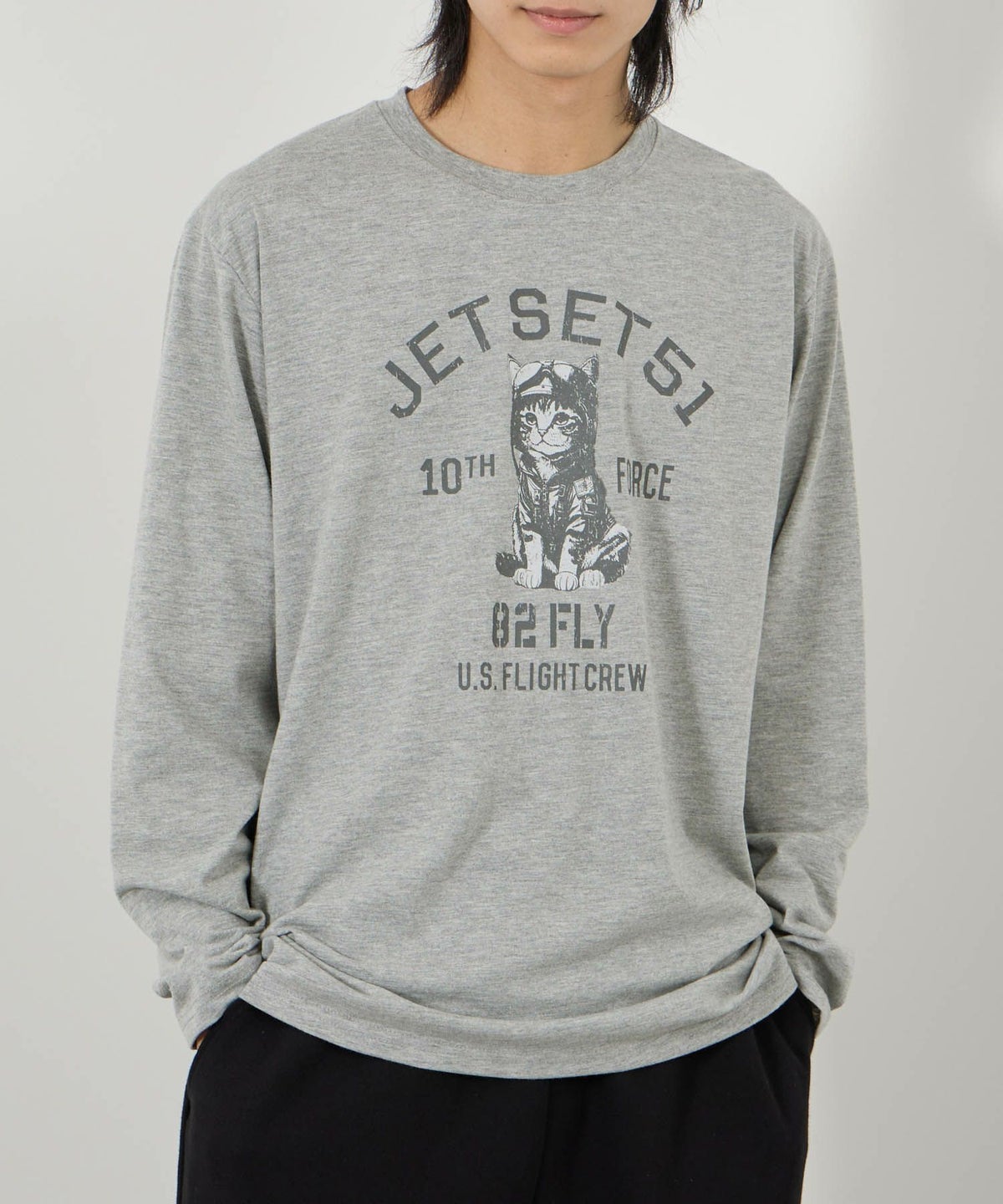 T-GRAPHICS アニマルプリント長袖Tシャツ メンズ