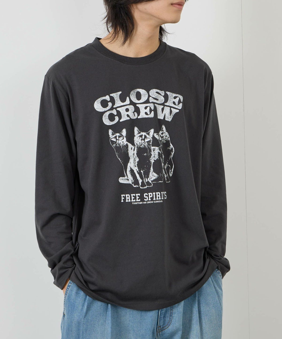 T-GRAPHICS アニマルプリント長袖Tシャツ メンズ