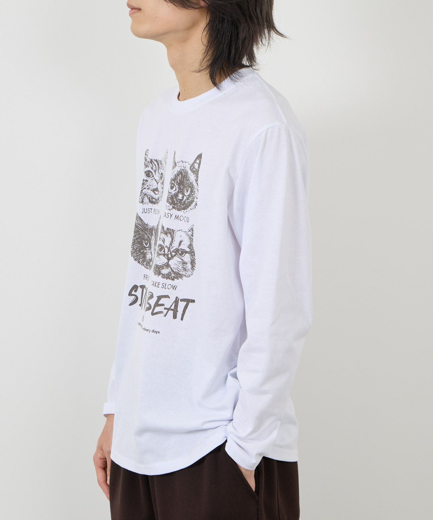 T-GRAPHICS アニマルプリント長袖Tシャツ メンズ