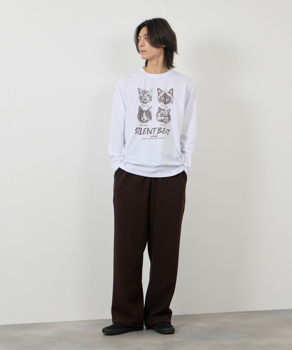 T-GRAPHICS アニマルプリント長袖Tシャツ メンズ