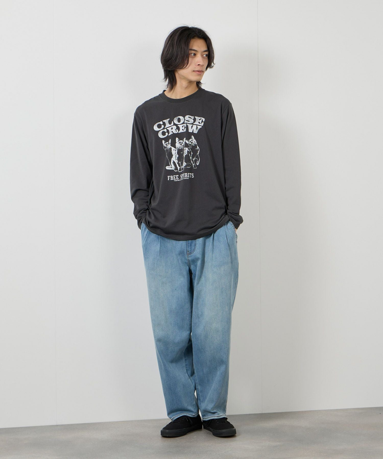 T-GRAPHICS アニマルプリント長袖Tシャツ メンズ