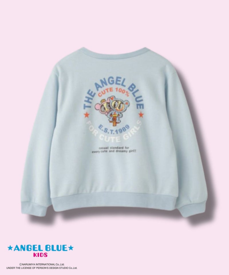 ANGEL BLUE ポンチ素材刺繍プリントトレーナー キッズ商品画像-1