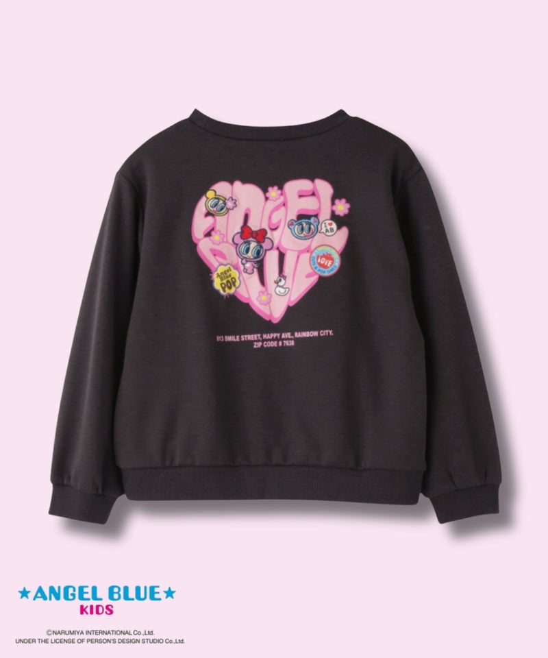 ANGEL BLUE ポンチ素材ハートプリントトレーナー キッズ商品画像-1