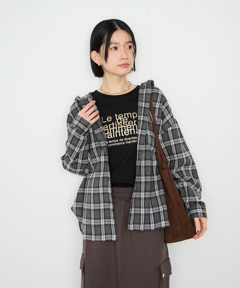 Idnes フードネルチェックシャツ レディース商品画像-2