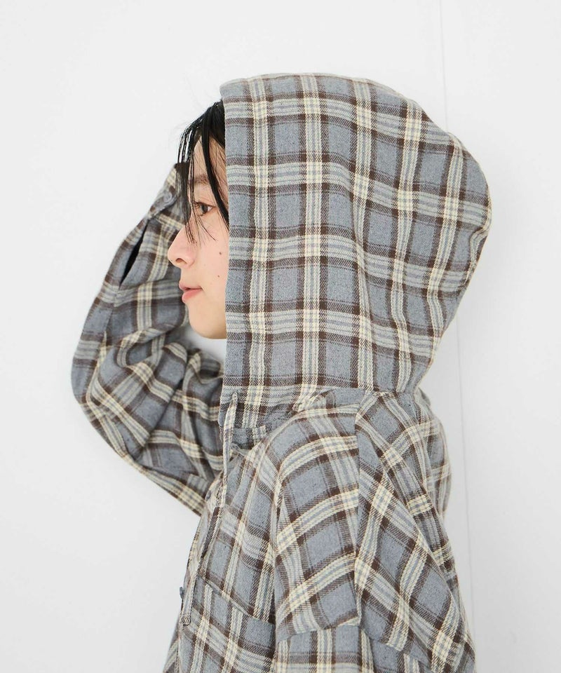 Idnes  フードネルチェックシャツ レディース商品画像-9