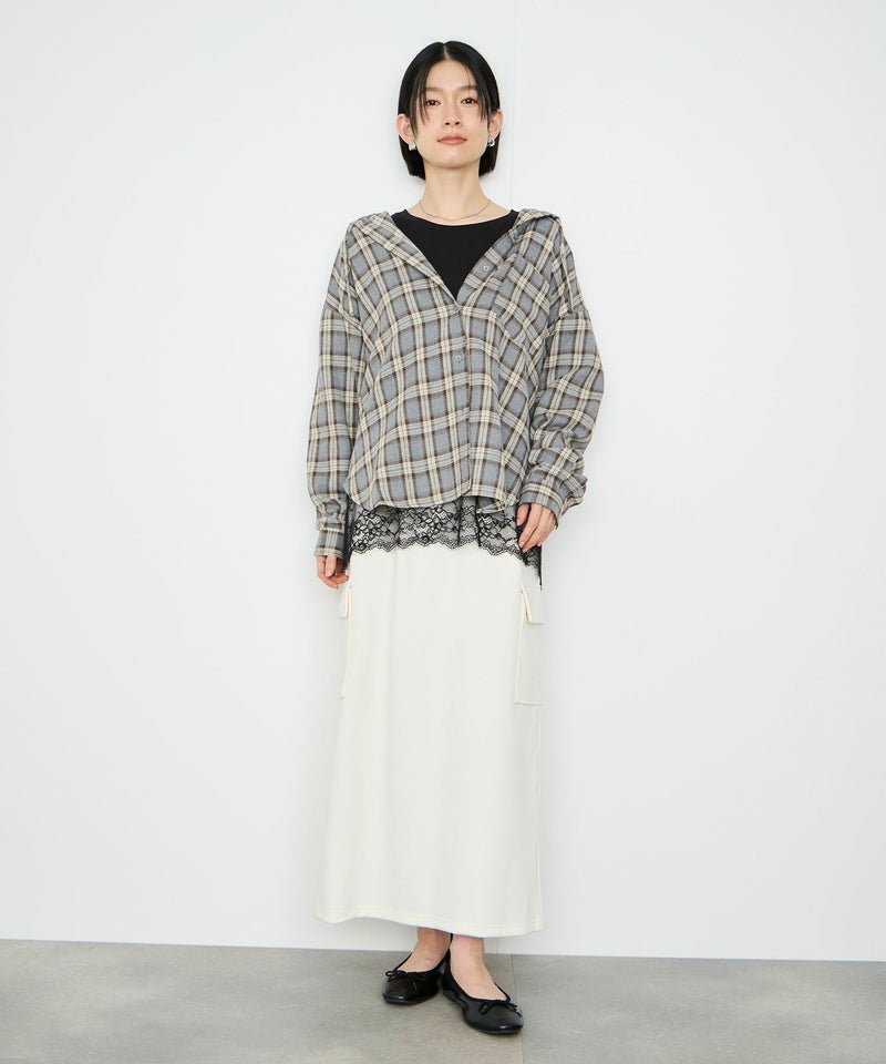 Idnes  フードネルチェックシャツ レディース商品画像-10