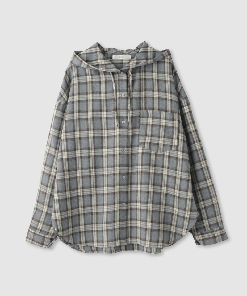 Idnes  フードネルチェックシャツ レディース商品画像-18