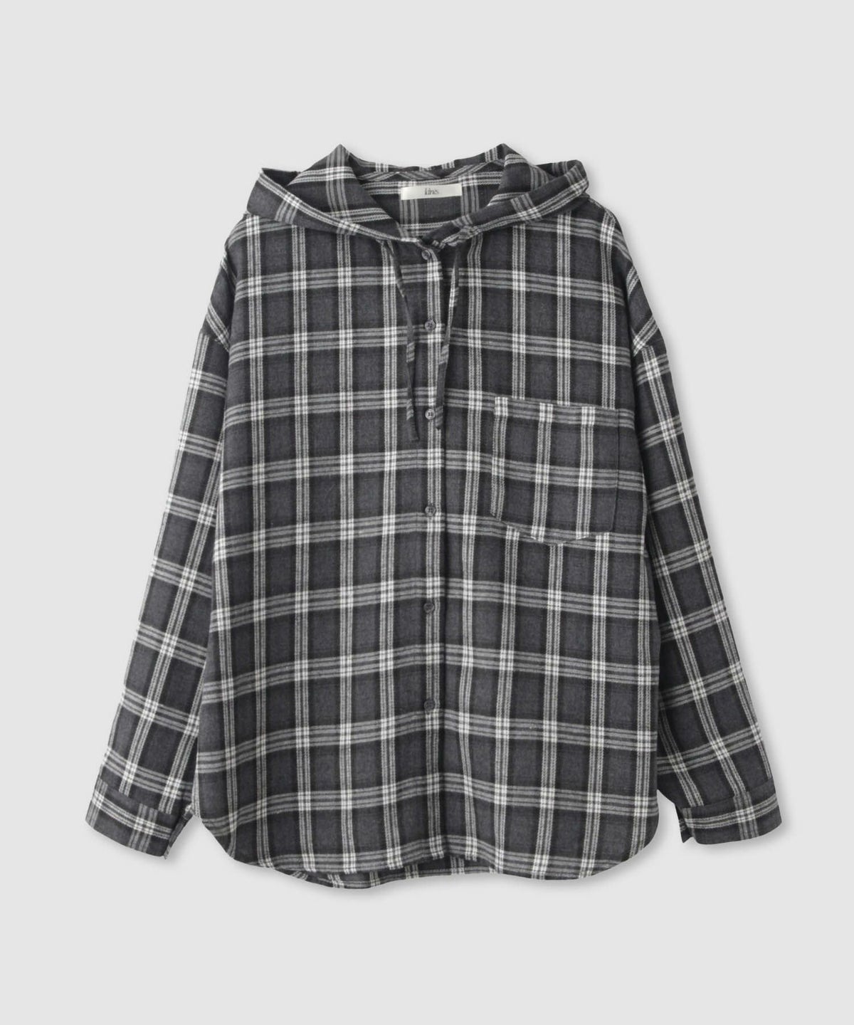 Idnes フードネルチェックシャツ レディース