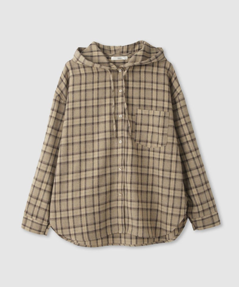 Idnes  フードネルチェックシャツ レディース商品画像-20